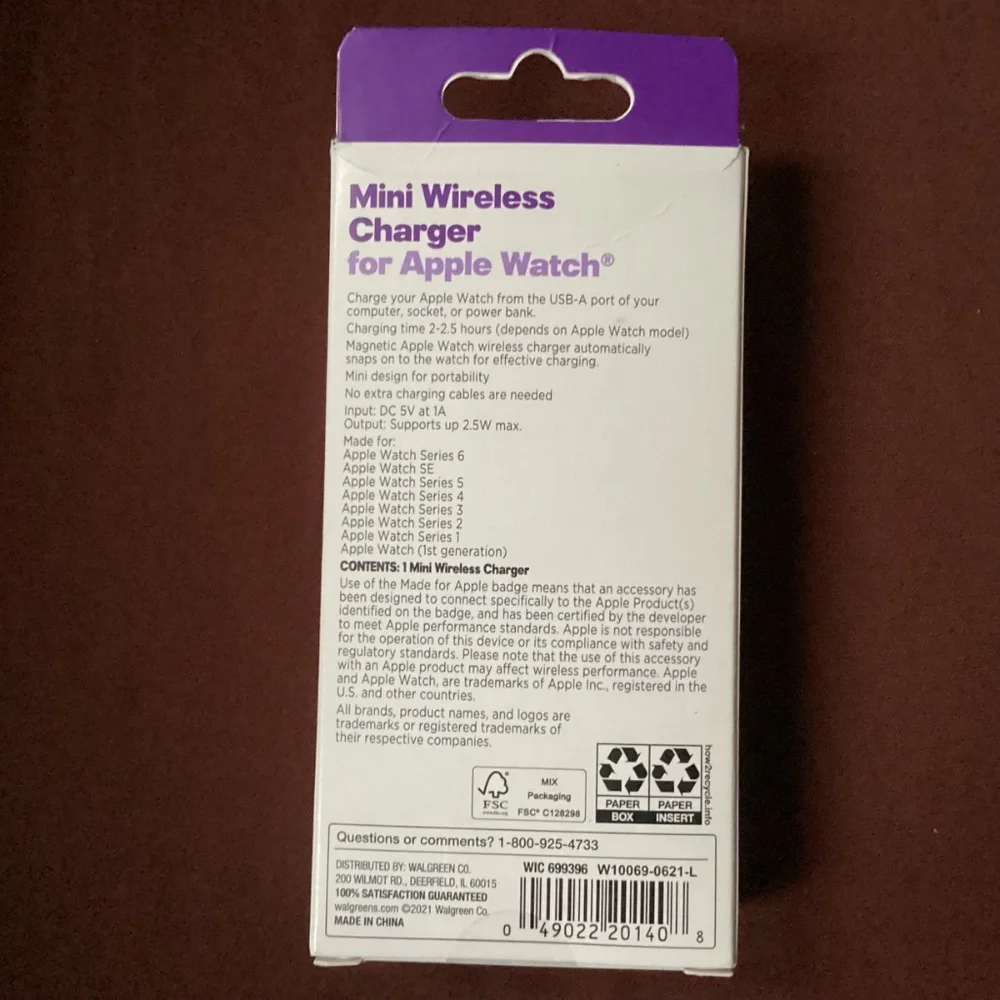Infinitive Mini Wireless Charger for Apple Watch MFI Certified New/Sealed